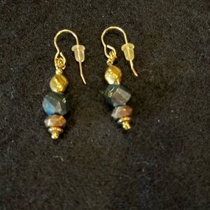 Iridescent/Gold Bead Earrings